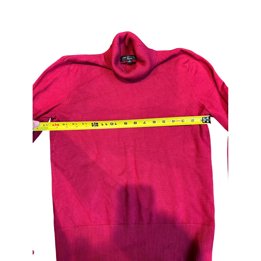 Spense Knits Hot Pink Turtleneck Sweater Long Sleeve Button Cuff Size M L8L01 - Picture 4 of 6